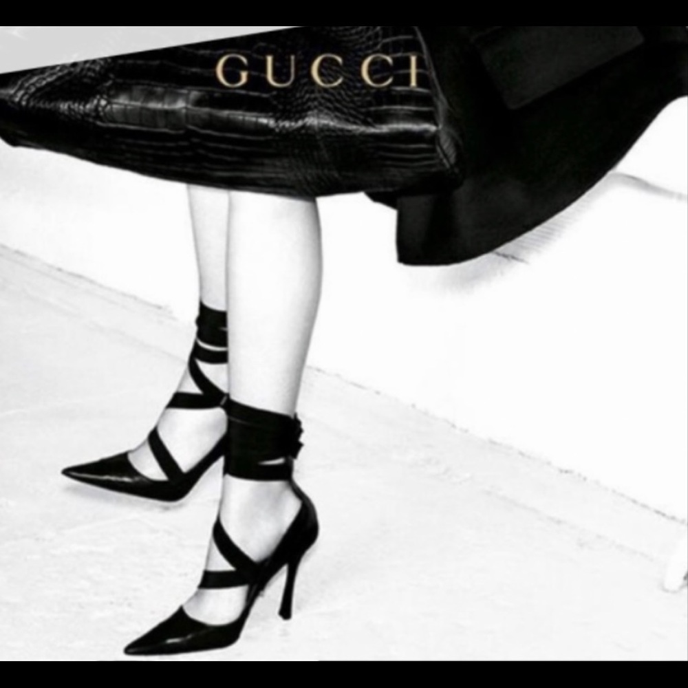 GUCCI TOM FORD 2002 RUNWAY W/F COLLECTION BLACK LEATHER STILETTOS AUTH - Picture 3 of 17